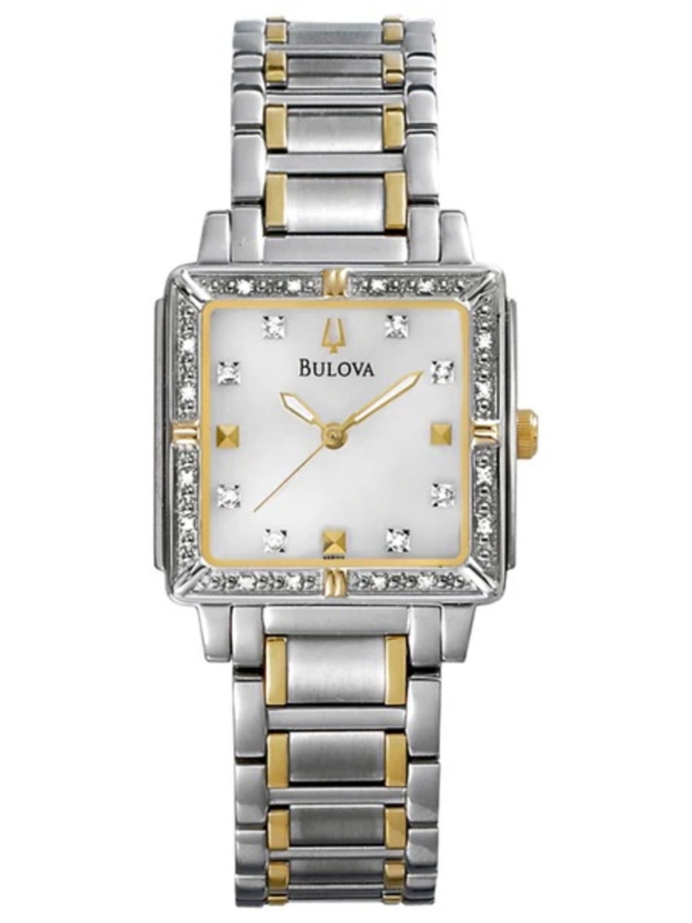 Bulova Women's Two-Tone Square Diamond Watch - Silver & Gold